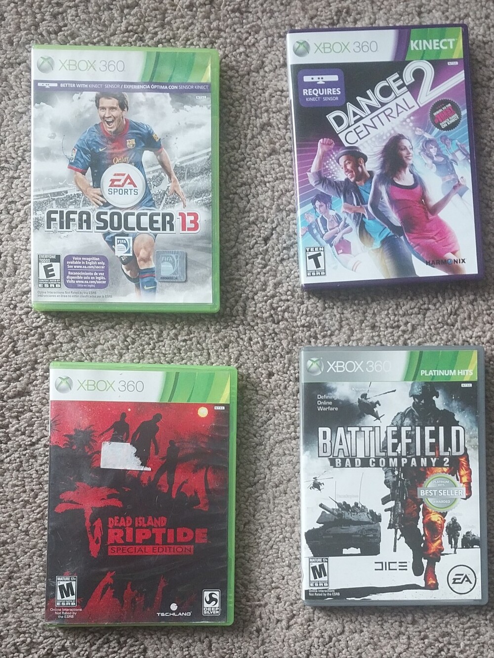 Xbox 360 Games Lot Dead Island Riptide FIFA 13 Battlefield Dance Central